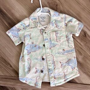Carter's Kids Fish Print Shirt - Green